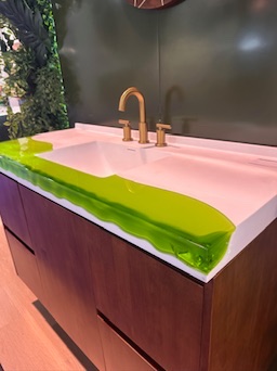 white and green sink