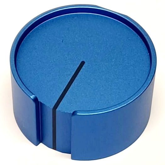 Thumbnail: top view of a blue aluminum knob