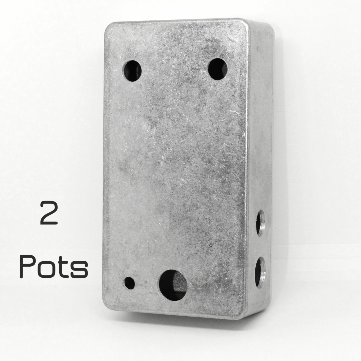 Plain brushed aluminum enclosure with drilled holes.