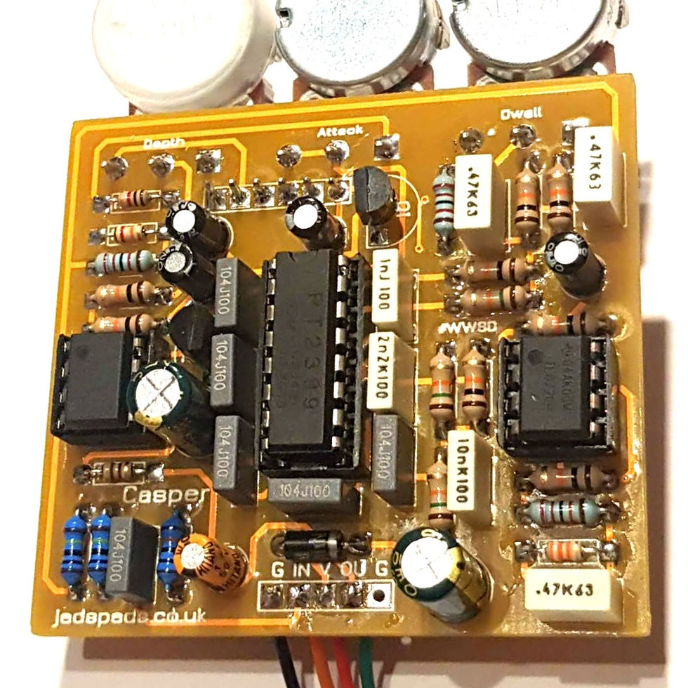 Thumbnail: front view of completed guitar pedal circuit board