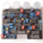 front view of completed guitar pedal circuit board