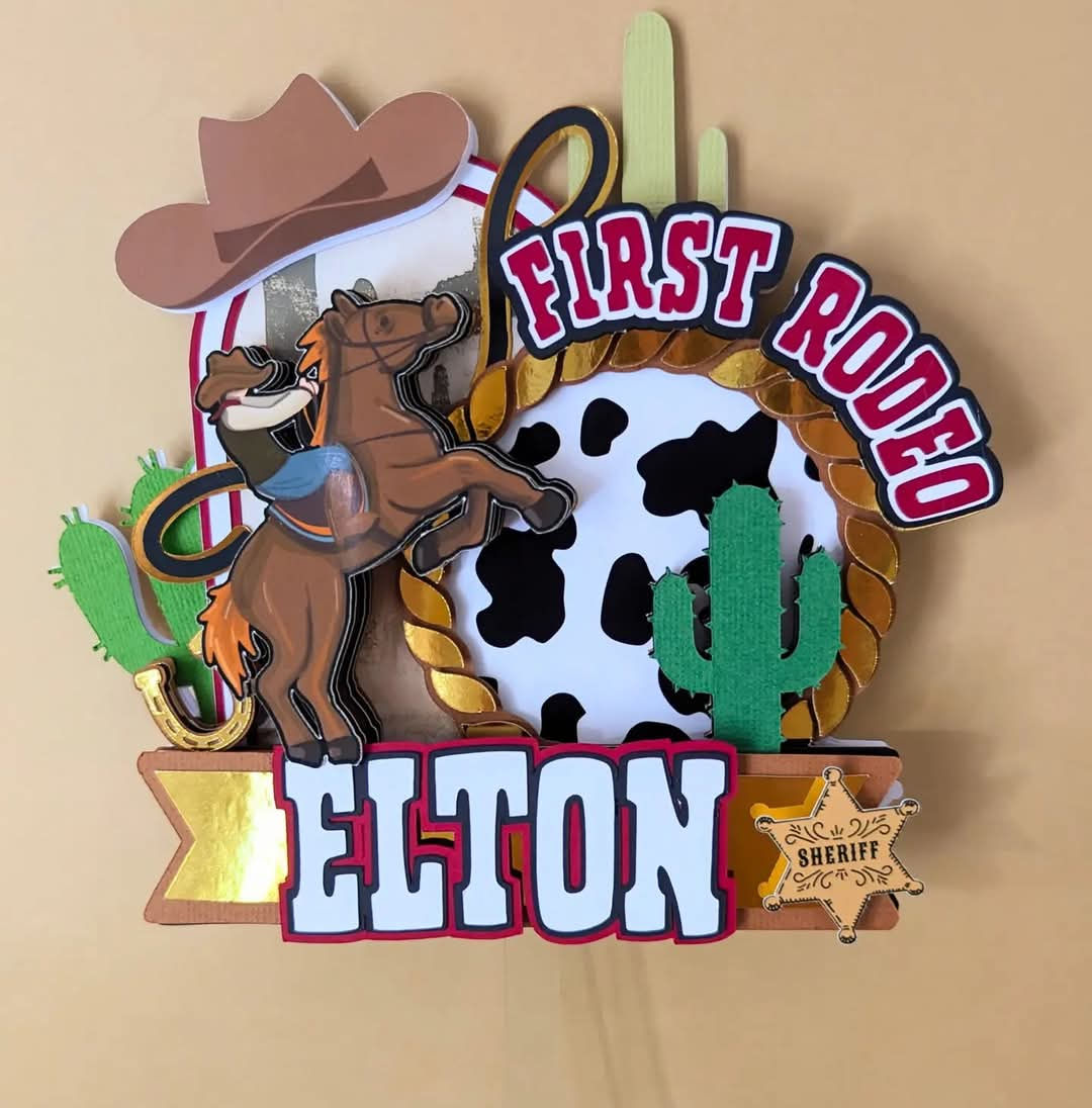 First Rodeo Cowboy Cake Topper