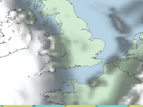 Sunny spells but hazy thin cloud increasing through the afternoon with rain tonight.