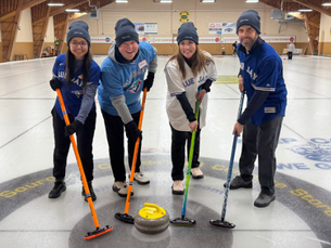 CAWIC GTA Bonspiel team members: Hailey Haughton-Rogers, Joselin Molina, Frank Carr and Adam Buchholz