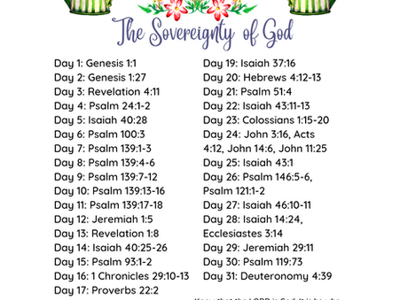 March 2023 The Sovereignty Of God Scripture Writing/Reading Plan 
