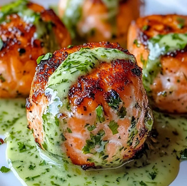 Salmon Balls with Creamy Avocado Sauce