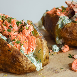 Loaded Sockeye Salmon Baked Potato