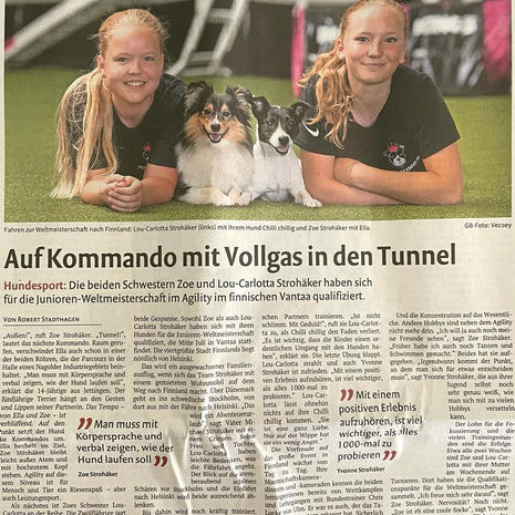 Zoe und Lou Strohaeker fahren zur Junior Agility WM nach Finnland
