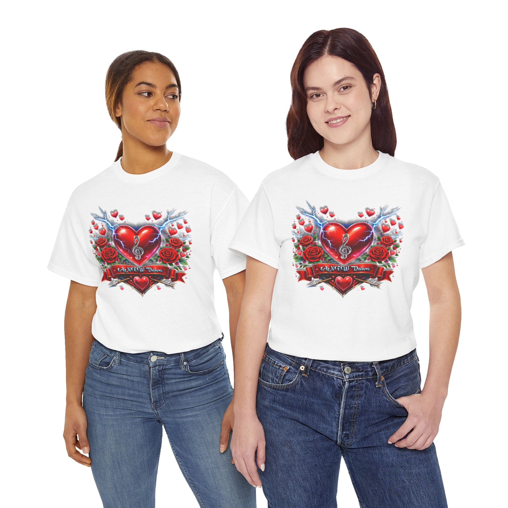 ANEW Dawn Valentine Heart Lock & Key Tee — "Locked Up in Love" Graphic T-Shirt