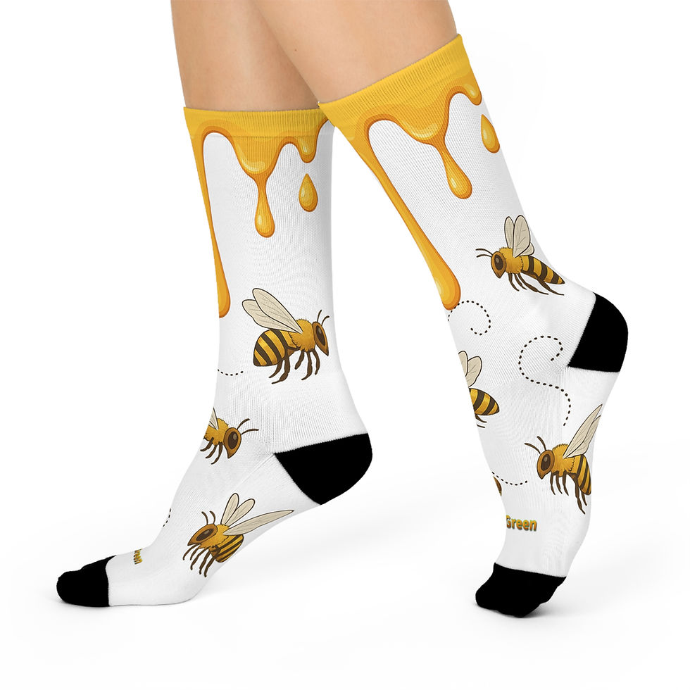 Thumbnail: Honey Green Honey Bee Cushioned Crew Socks - Perfect for Gifts, Bee Lovers