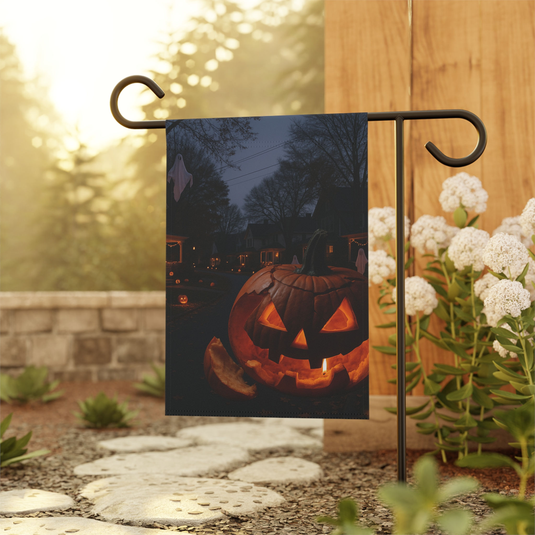 Halloween Garden Banner, Spooky Outdoor Decor, Pumpkin Flag, Fall Decoration