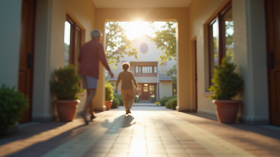 Eye-level view of a senior care facility entrance