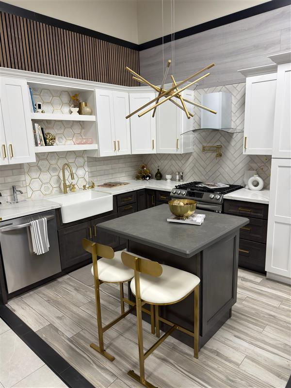 Modern Renovations kitchen project with white and charcoal cabinetry