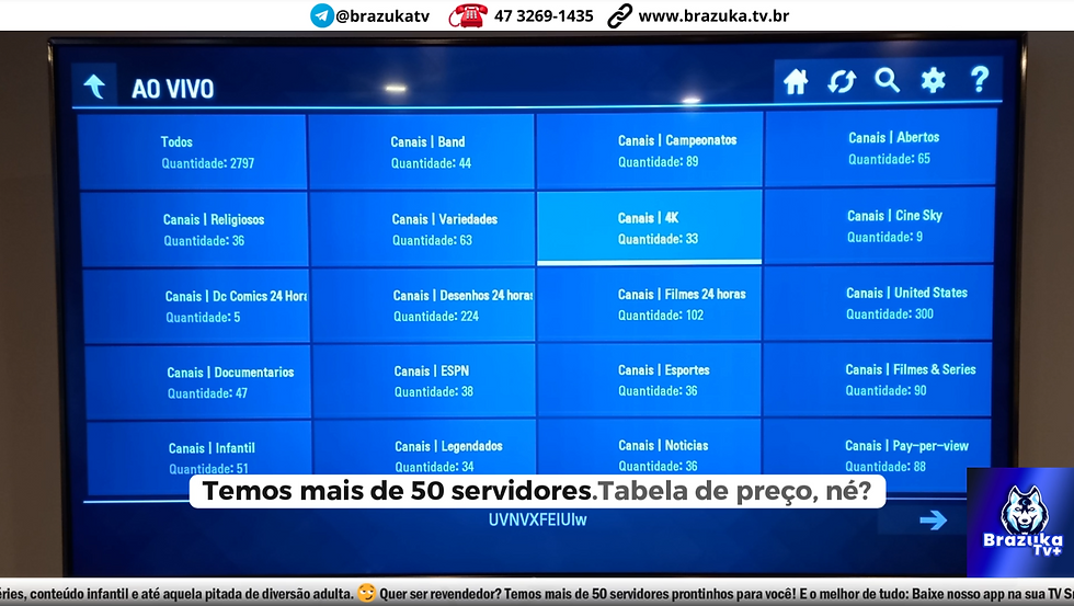 Canais ao vivo no SS IPTV