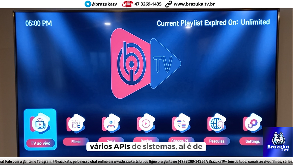 Tela principal do iBO Player na TV Smart