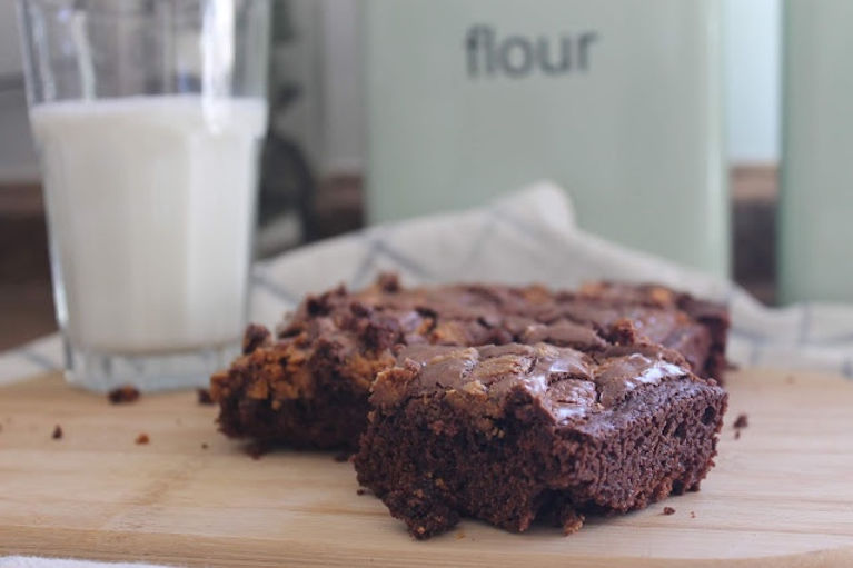 Semi-homemade Reeses Candy Chocolate Brownies