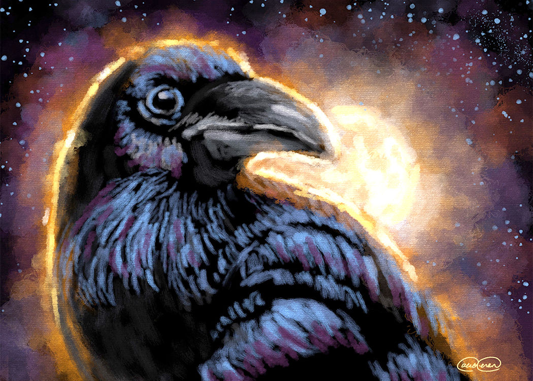 Moonlit Crow - Curio Art Card - Ceran Studios - Eagle Mountain