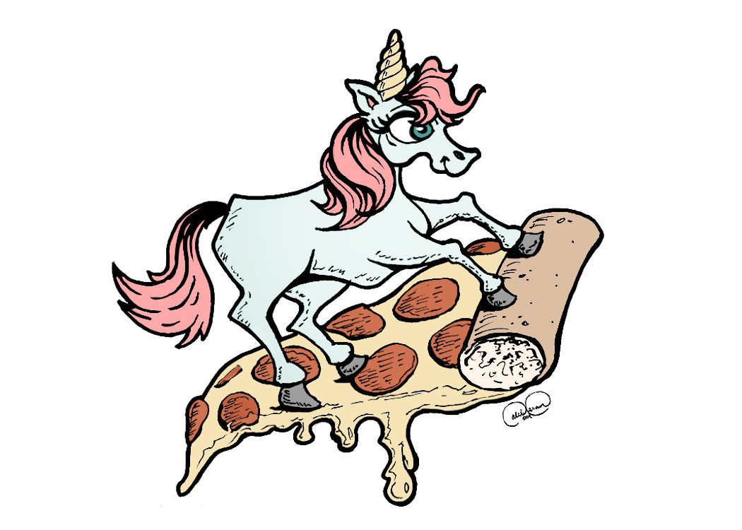 A Unicorn on Pizza - Curio Art Card - Printology SS