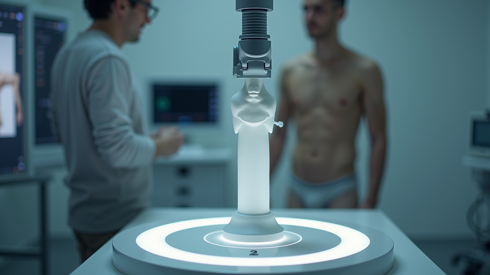 Close-up view of 3D scanning equipment used for prosthetic fitting
