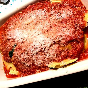 Ravioli with tofu ricotta and marinara