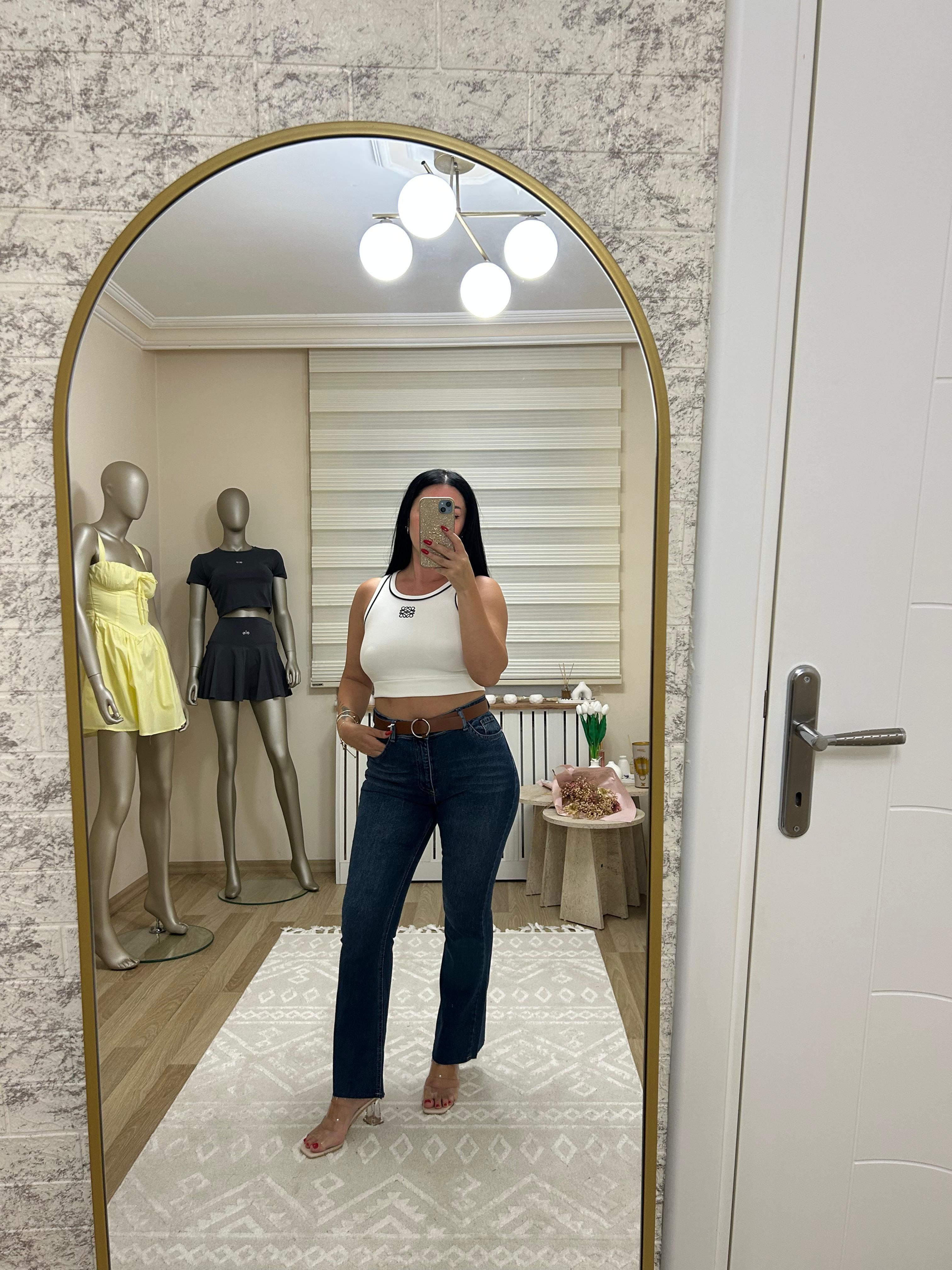 Kemerli kot pantolon licralı