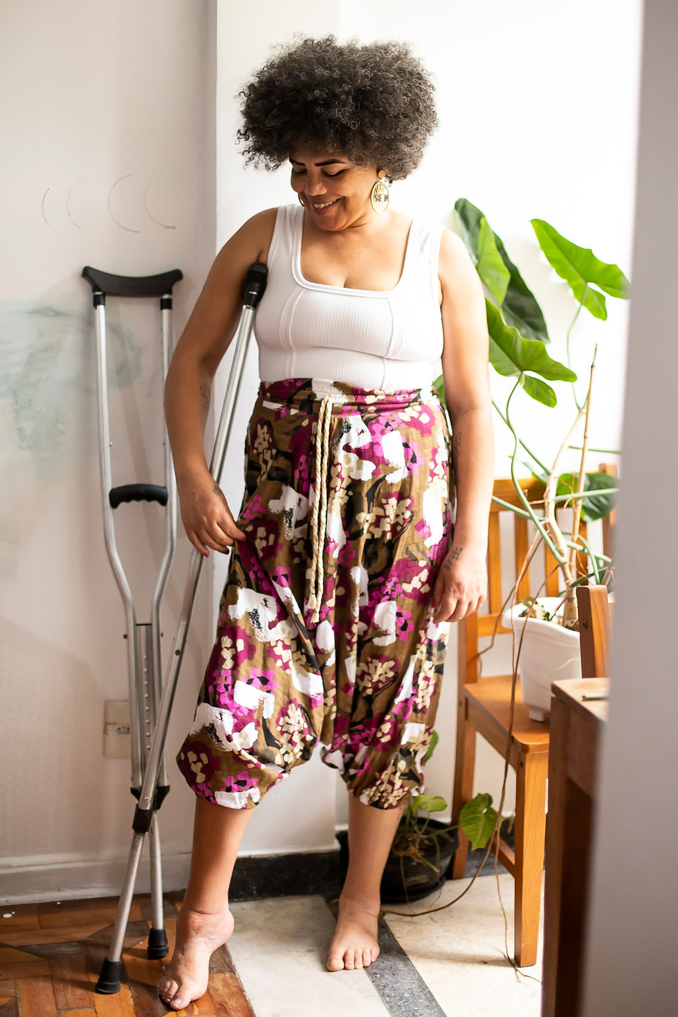 Miniatura: Calça Boho Saruel Mid - Flores de Outono