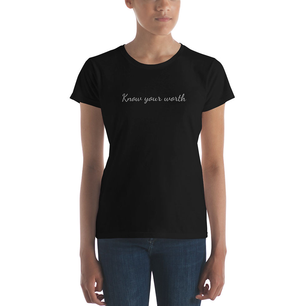 Thumbnail: Know your worth Women's short sleeve t-shirt - Black