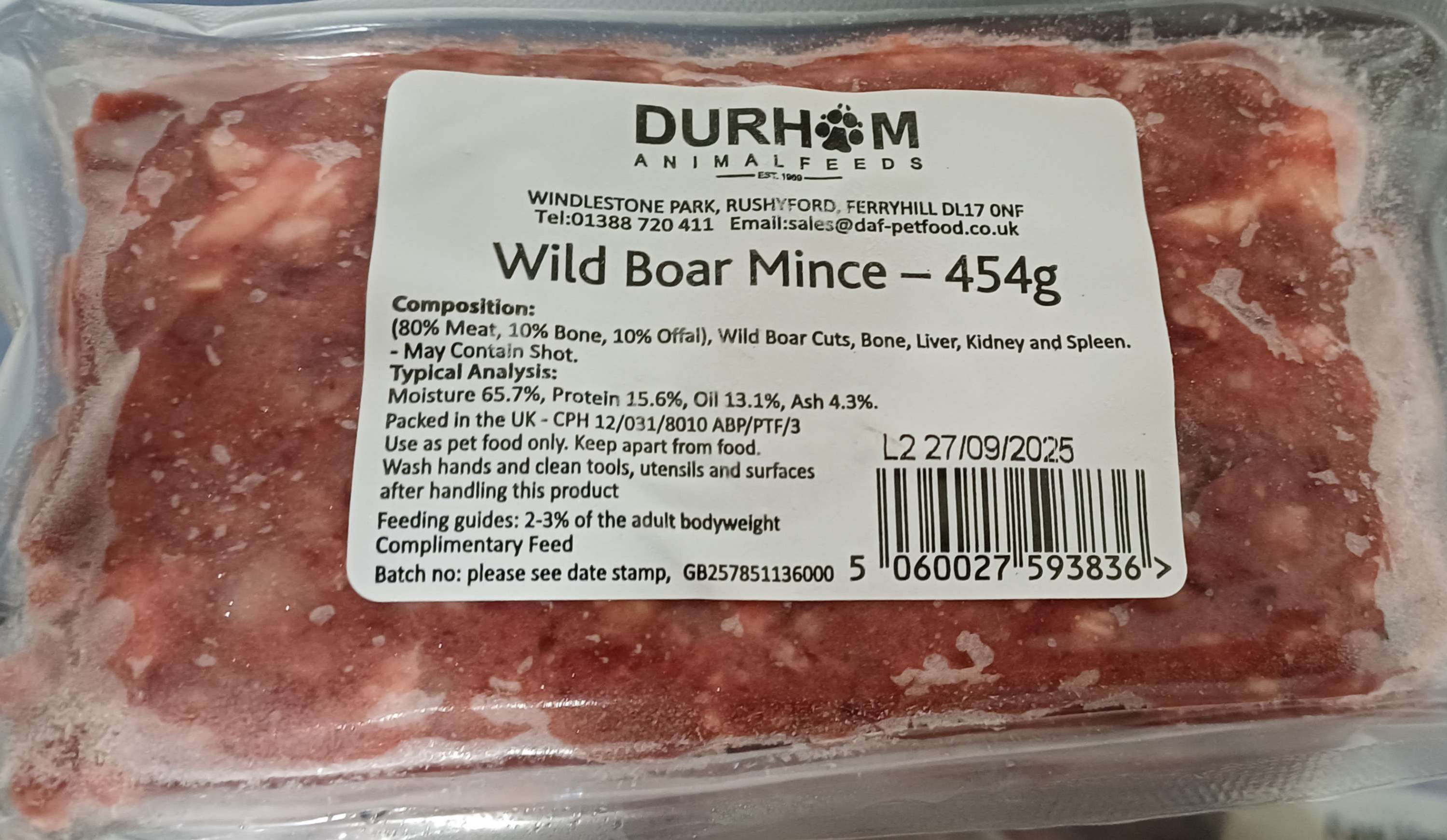 DAF wild boar mince 80.10.10 454 g