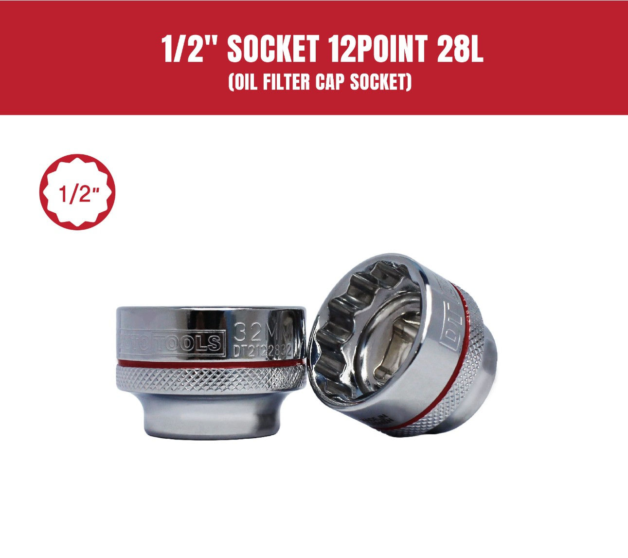 1/2" DR SHORT SOCKET 12POINT(OIL FILTER CAP SOCKET) 1/2 S