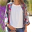 Thumbnail: Long blue and pink mix ornate floral and border print kimono