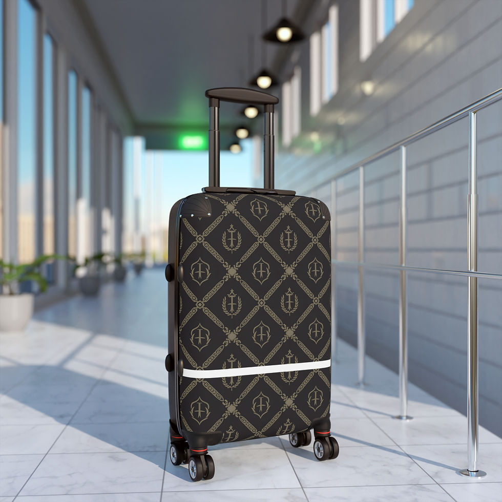 Thumbnail: Brown & Gold Luxury Print Carry-On Suitcase