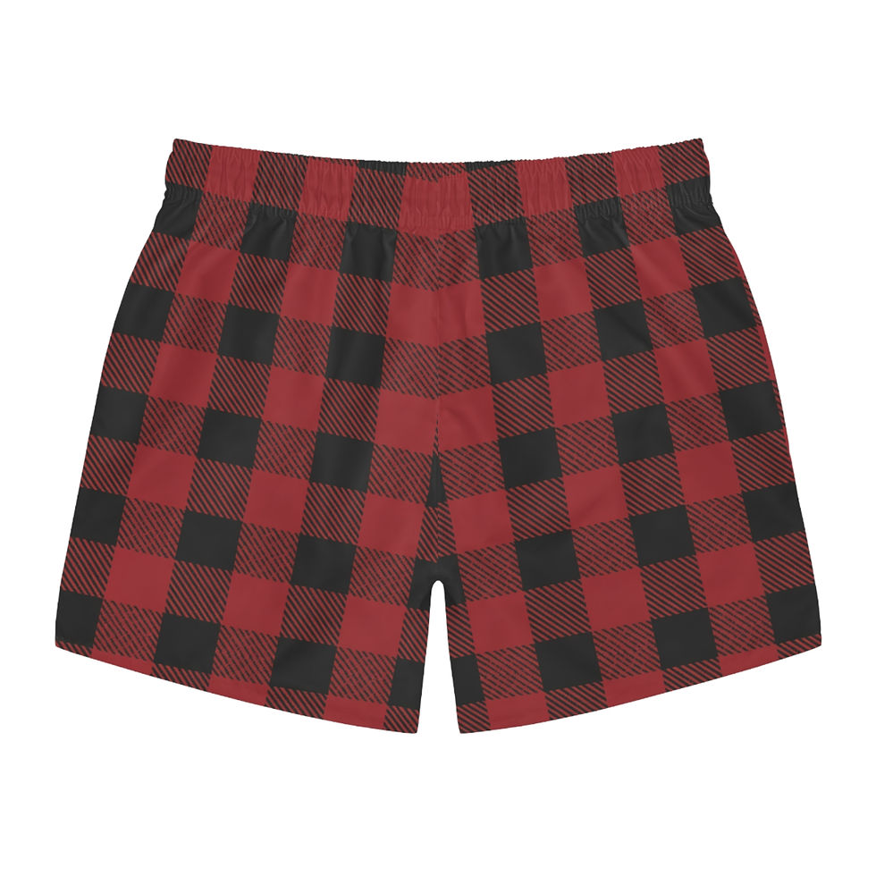 Thumbnail: Velure Red & Black Plaid Swimming Trunks