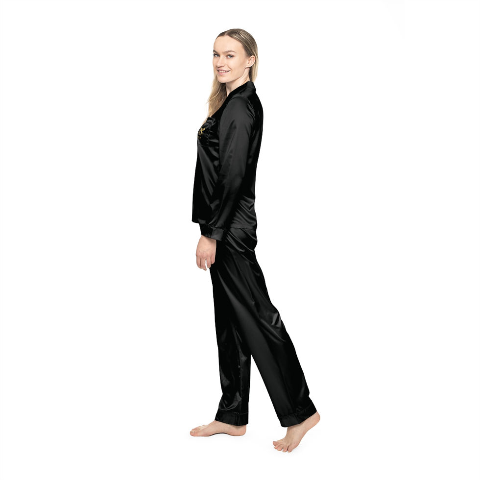 Thumbnail: Velure Black & Gold Women's Satin Pajamas