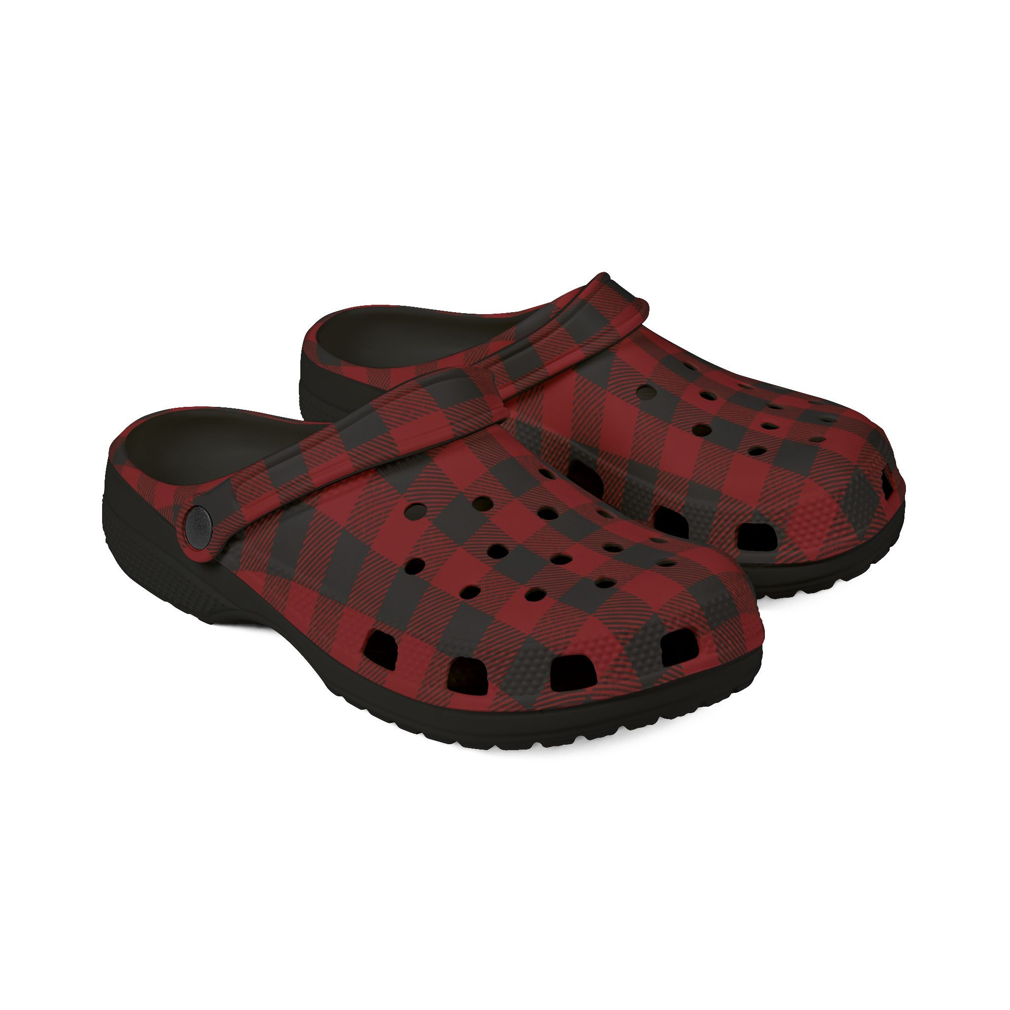 Red Plaid Pattern EVA Foam Clogs — Slip-Ons