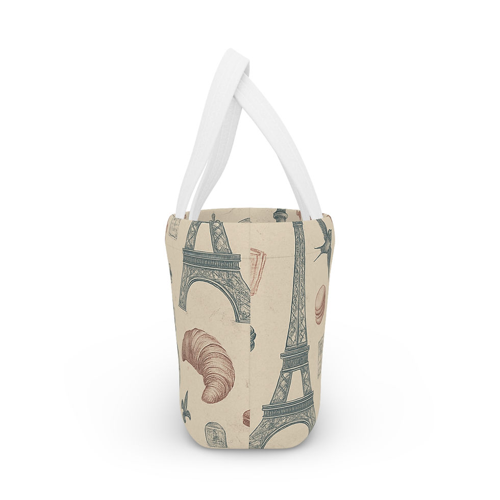 Thumbnail: French Print Picnic Bag, Stylish Work Lunch Carrier