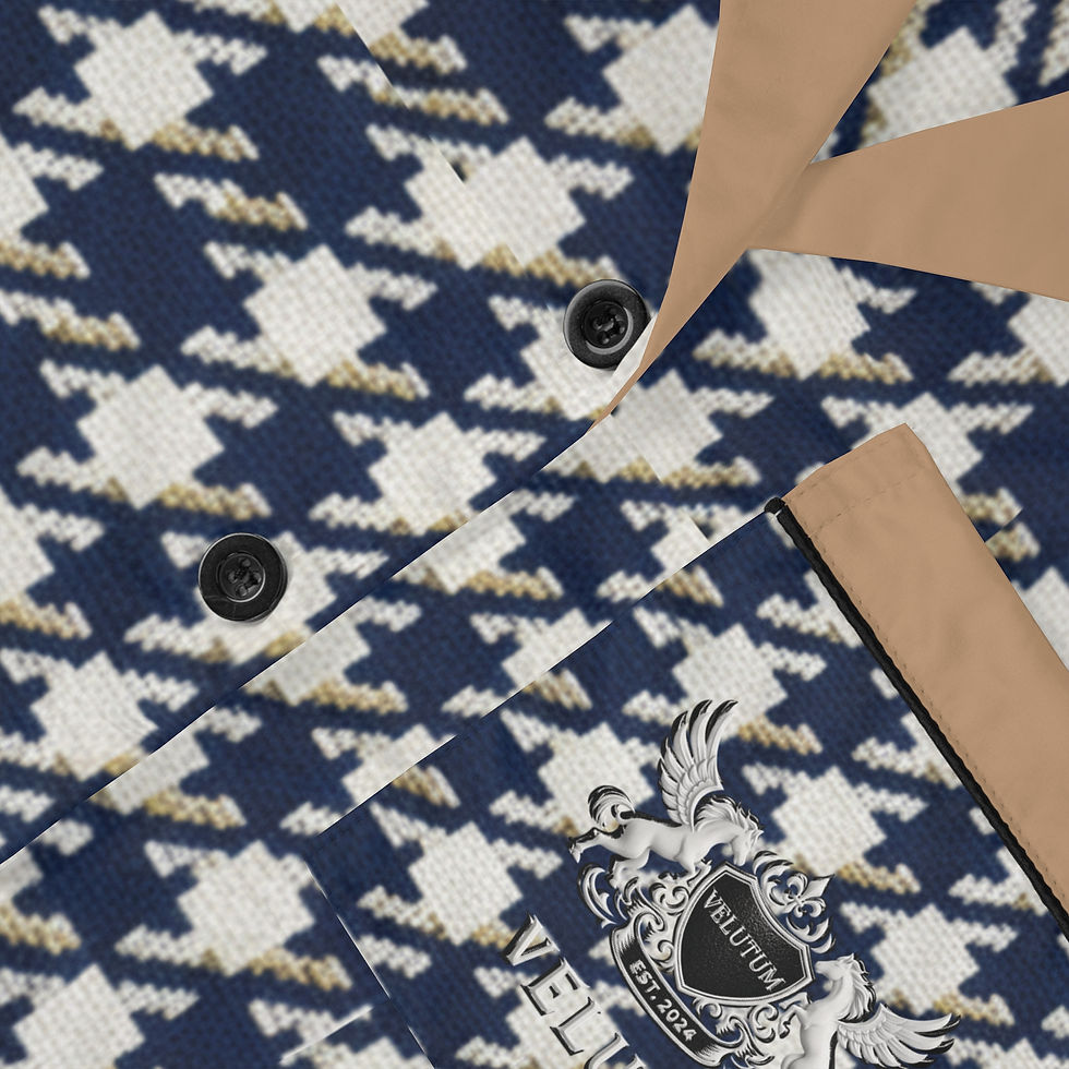 Thumbnail: Velure Blue & Gold Houndstooth Plaid Satin Pajamas