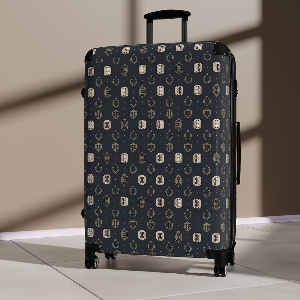 Thumbnail: Black Regal Print Carry-On Suitcase
