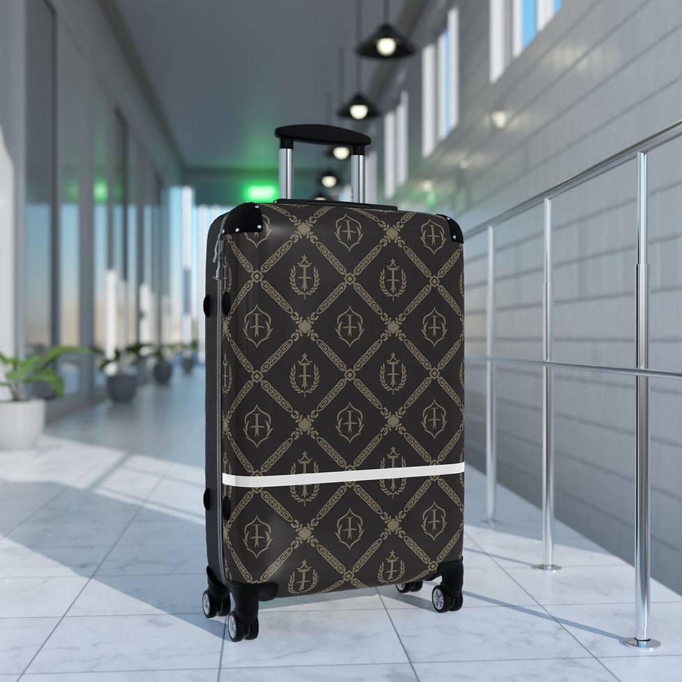 Thumbnail: Brown & Gold Luxury Print Carry-On Suitcase