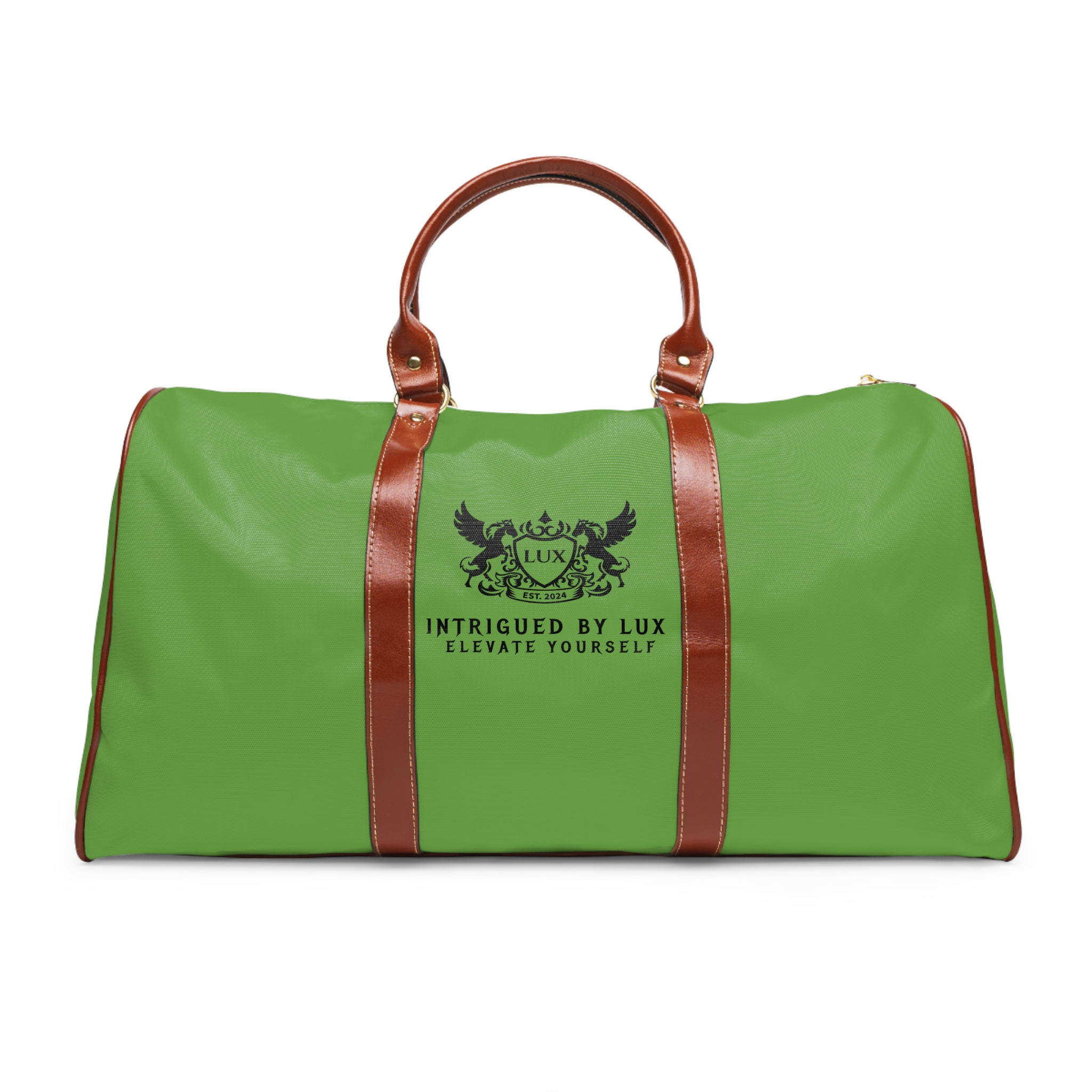 Lime Green & Black "INTRIGUED BY LUX" Waterproof Travel Bag