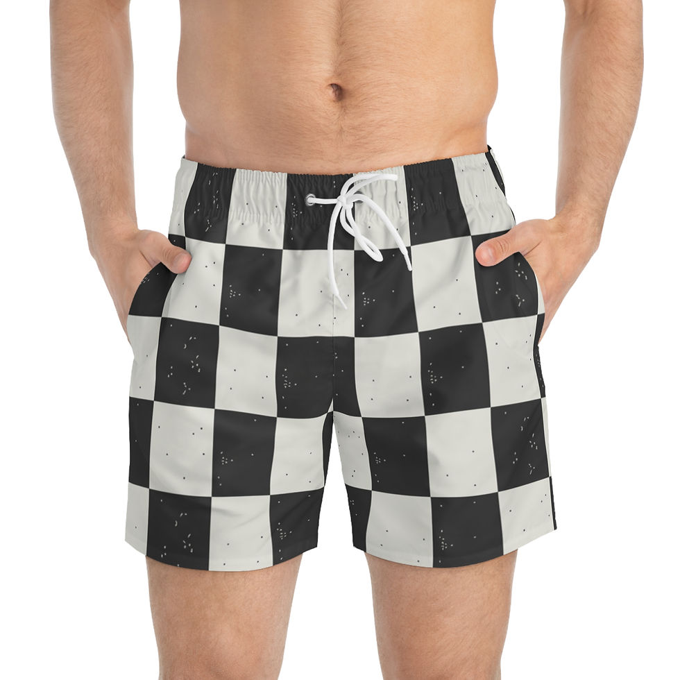Thumbnail: White & Black Checkered Swimming Trunks