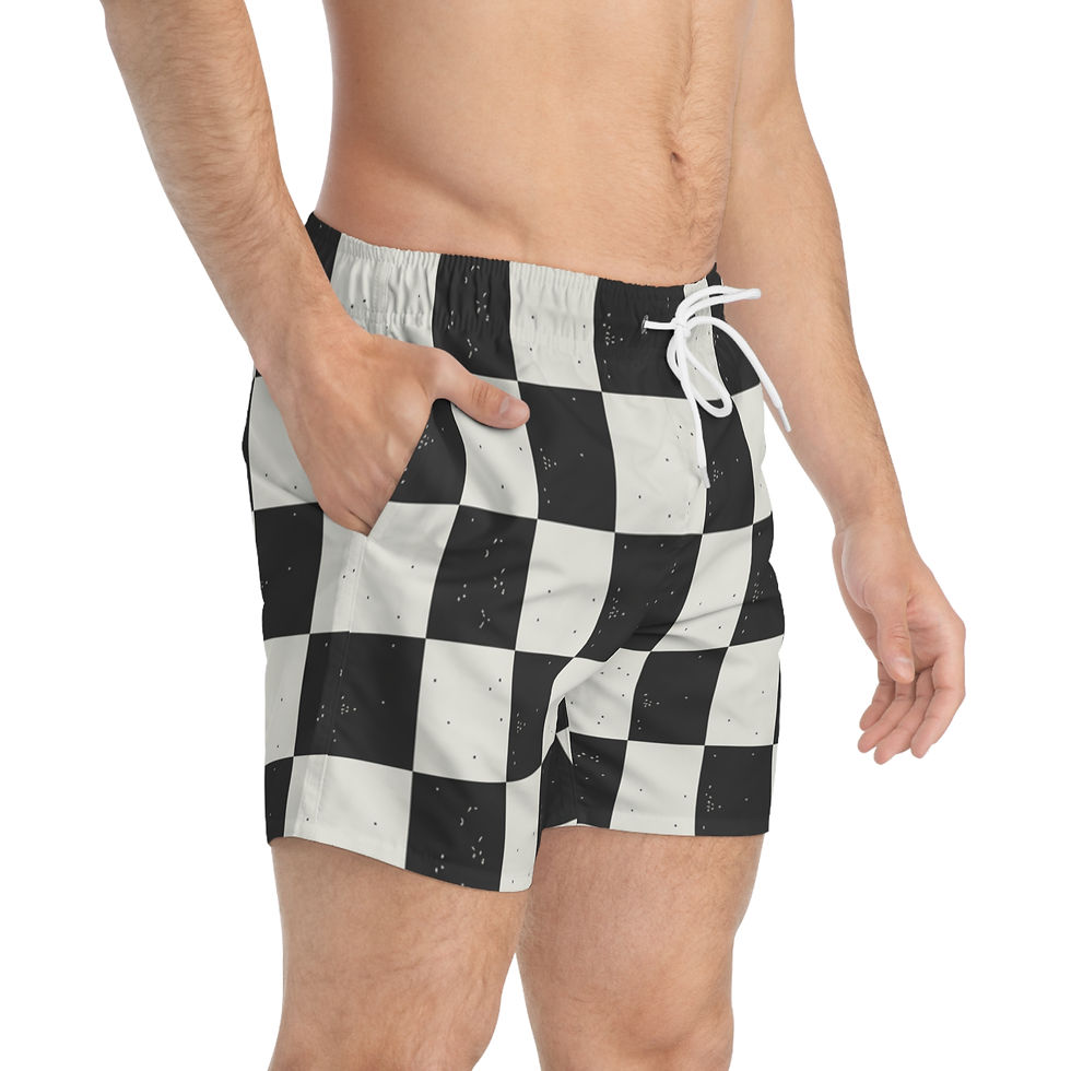 Thumbnail: White & Black Checkered Swimming Trunks