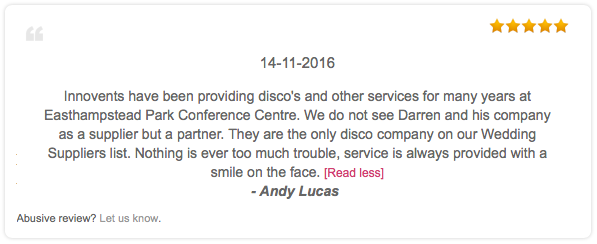 Innovents review from Andy Lucas at Easthampstead Park Conference Centre
