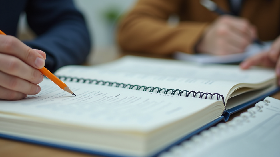 Close-up view of a learner’s handbook and a pencil on a table