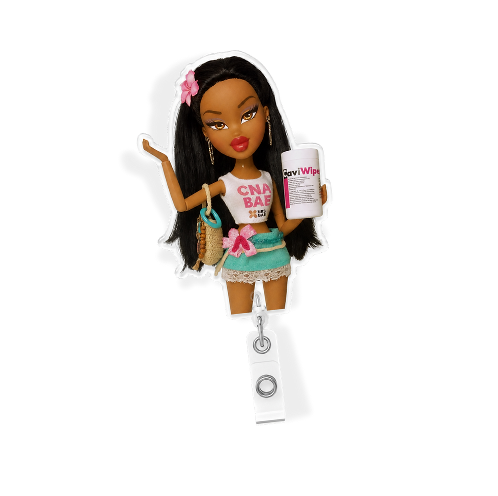 Bratz inspired nurse badge reel with acrylic design by NRS BAE