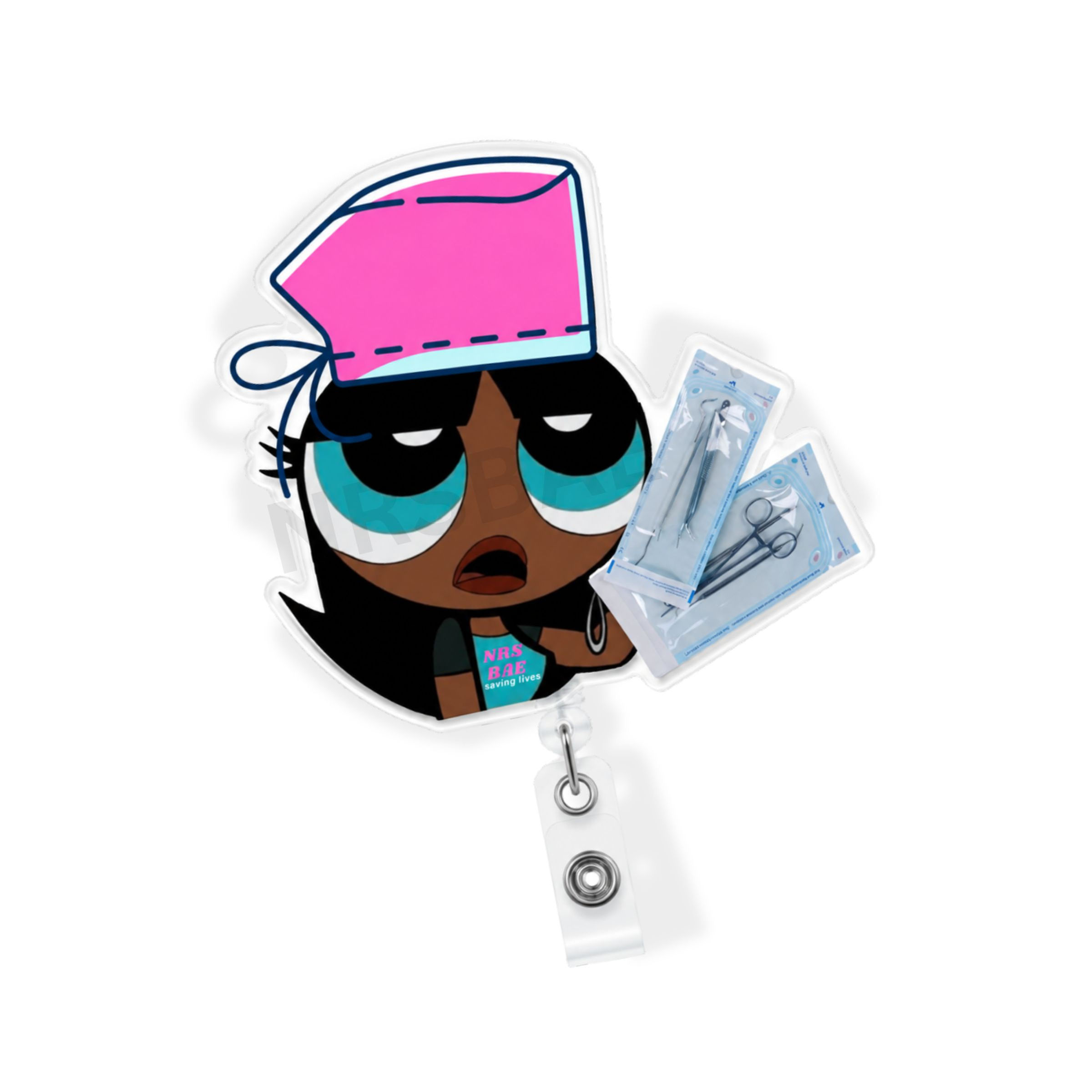POWERPUFF GIRL Badge Reel- Surg Babe