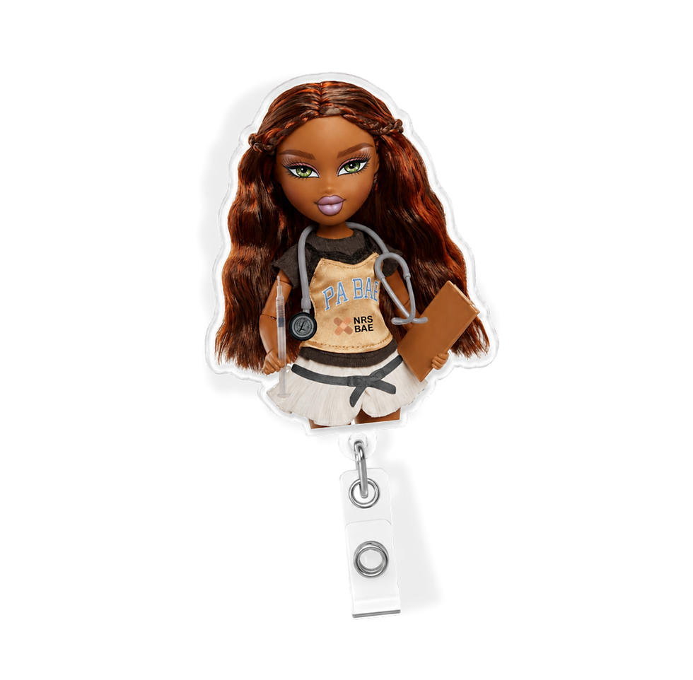 Fashion inspired Bratz nurse badge reel for healthcare workers%