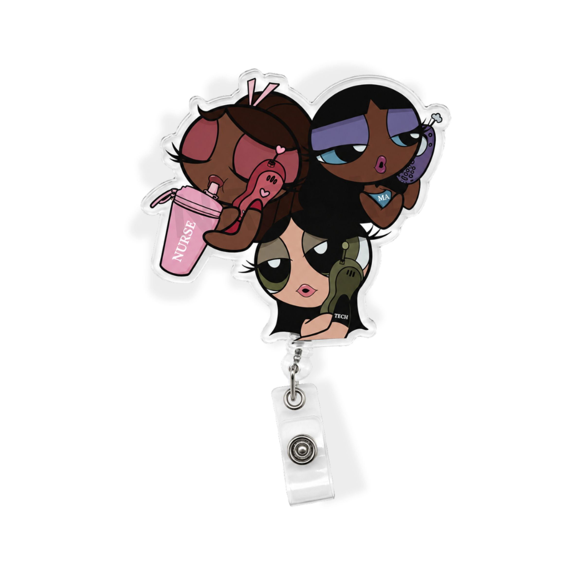 POWERPUFF GIRL Badge Reel- Medical Island PPG's