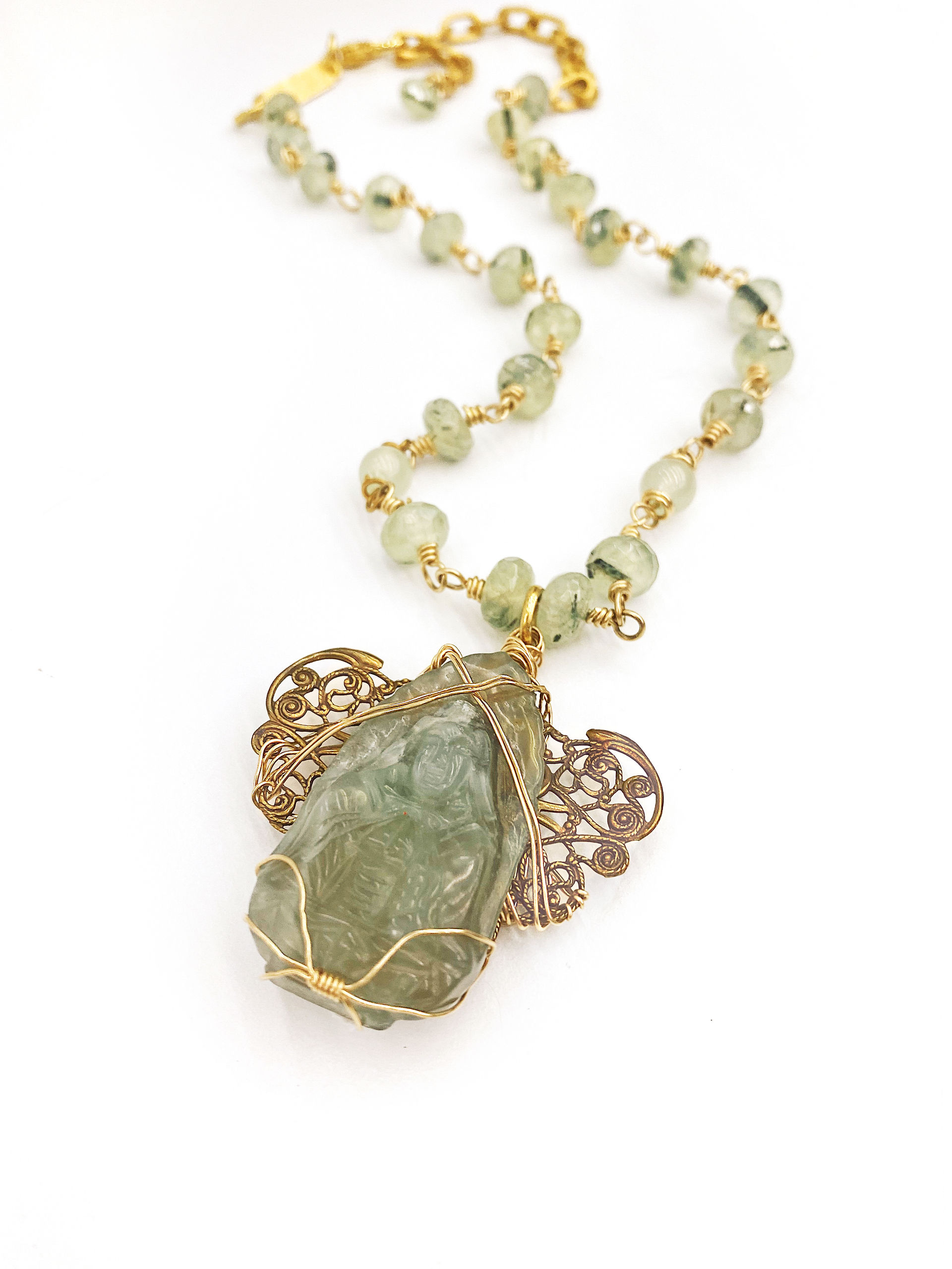 Prehnite and Jade Quan Yin