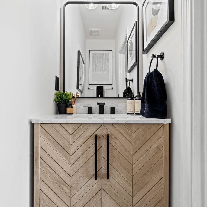 modern neutral powder room