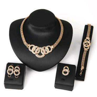 Miniatura: 18K Gold-Plated Jewelry Set: Necklace, Earrings, Bracelet, Ring